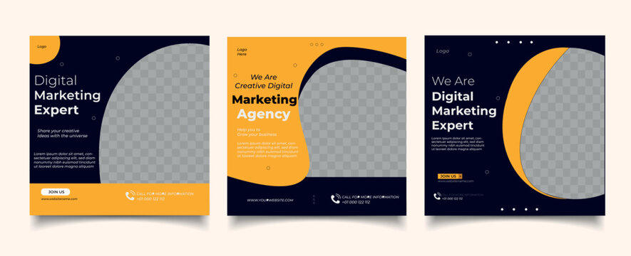 Digital marketing live webinar and corporate social media post template
