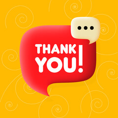 Thank you. Speech bubble with Thank you text. Business concept. 3d illustration. Spiral background. Vector line icon for Business and Advertising.