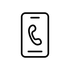 Phomne with handset line icon. Silent mode, phone number, speech bubble, network, tick, cross, location, message, speech bubble. Contact us concept. Vector black line icon on a white background