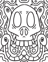 Halloween Skull Doodle coloring page
