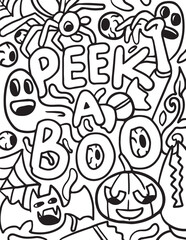 Halloween Peek a Boo Coloring Page