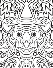 Halloween Witch doodle coloring page