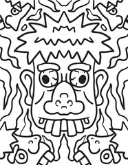 Halloween ogre doodle coloring page