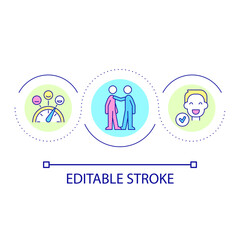 Emotional support loop concept icon. Mental health improvement. Friendly communication abstract idea thin line illustration. Isolated outline drawing. Editable stroke. Arial font used