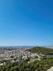 Fototapeta na wymiar Aerial view of Acropolis of Athens, the Temple of Athena Nike, Parthenon,view from the acropolis to the city