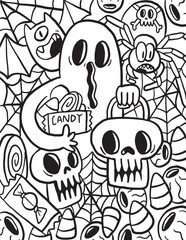 Halloween Ghost trick or treat for coloring