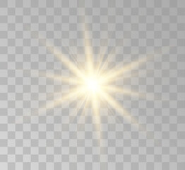 Transparent yellow sunlight special lens flash light effect. Front solar flare lenses