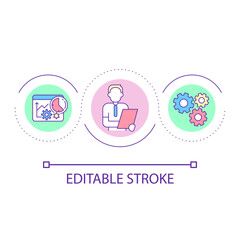 Workflow efficiency study loop concept icon. Business processes analytics. Expert consultation abstract idea thin line illustration. Isolated outline drawing. Editable stroke. Arial font used