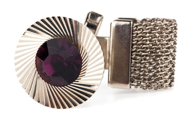 Cufflink isolated on white background.