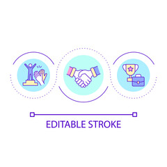 Career achievements loop concept icon. Professional growth of employee. Business workflow abstract idea thin line illustration. Isolated outline drawing. Editable stroke. Arial font used