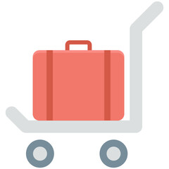 Luggage Trolley Vector Icon 