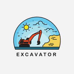 simple colored excavator illustration
