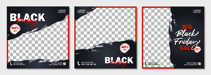 black friday bundles square instagram social media post template set pack bundles background sale offer