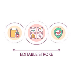 Advantages of biometric identification loop concept icon. Secured access to data. Privacy safety abstract idea thin line illustration. Isolated outline drawing. Editable stroke. Arial font used