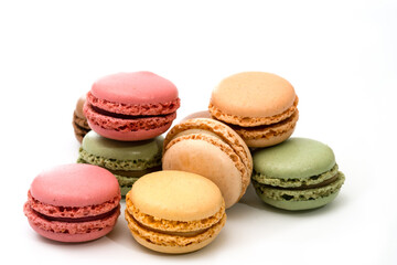 colorful macaroons isolated on white