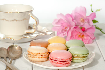 Macarons and cup of tea