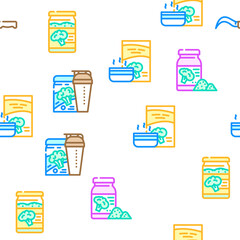 broccoli vegetable green food vector seamless pattern thin line illustration