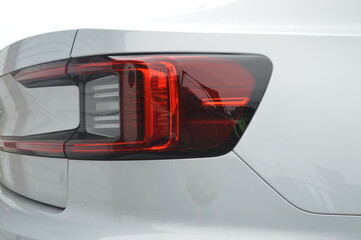 A view of a car's rear lights 
