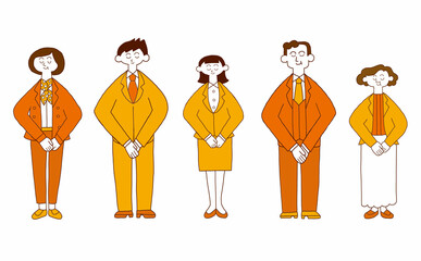 ビジネスパーソンのセット　おじぎ