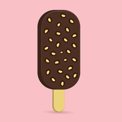 Ice cream sticks with chocolate and peanut flavor