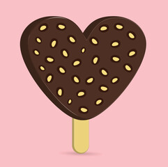 Love ice cream sticks with chocolate and peanut flavor