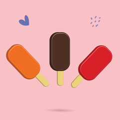 Fruit flavored ice cream sticks are very delicious eaten during the day
