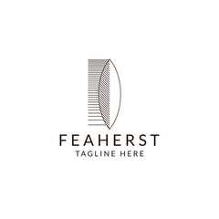 Line feather logo design template flat vector illustration for branding. Elegant line symbol logotype in white background