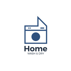 Laundry Line Logo Icon Vector. Washing Machine Logo Identity for Branding, Business, Wash, Fasion and Laundry logo
