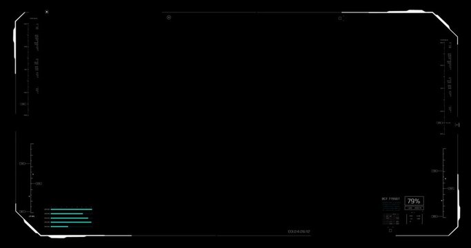 Cyber futuristic video overlay, Technology HUD Head up display graphic interface, Wide screen ratio