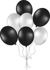 Bunch of pearl balloons in black and gray tones. Balloons for party decoration