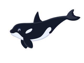 Swimming cartoon killer whale