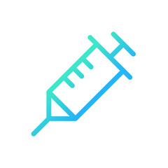 Syringe pixel perfect gradient linear ui icon. Regular vaccination and immunization. Injection. Line color user interface symbol. Modern style pictogram. Vector isolated outline illustration