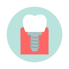 Dental implant icon. The symbol of tooth restoration.
