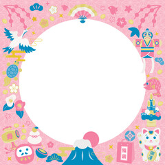 お正月の縁起物のフレーム　スクエア