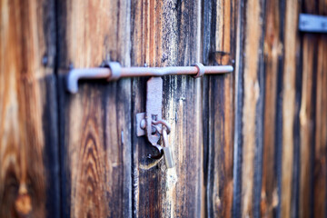 old wooden door with big door lock