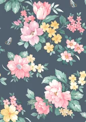 Rolgordijnen Vintage Bloemen Klassieke populaire bloem naadloze patroon achtergrond. Perfect voor behang, stofontwerp, inpakpapier, oppervlaktestructuren, digitaal papier.  © ZWM