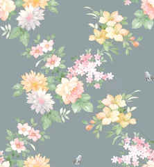 Foto op Canvas Classic Popular Flower Seamless pattern background. Perfect for wallpaper, fabric design, wrapping paper, surface textures, digital paper. © ZWM