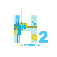Fototapeta na wymiar Green and blue hydrogen production. Editable vector illustratrion