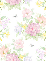 Fototapeta na wymiar Classic Popular Flower Seamless pattern background. Perfect for wallpaper, fabric design, wrapping paper, surface textures, digital paper.