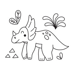 Cute dinosaur in doodle style. Vector illustration on a white background for nursery decoration and textiles.