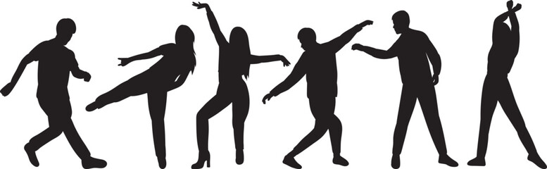 dancing people silhouette man and woman isolated vector