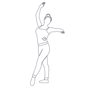 dancing woman sketch ,contour on white background isolated