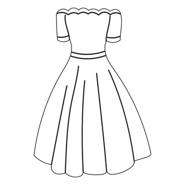dress sketch ,contour on white background