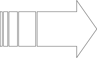 Black outlined arrow shape. Symbol for rising costs, expenses. Isolated png illustration, transparent background. Asset for overlay, montage, collage or mark making. Business concept.	