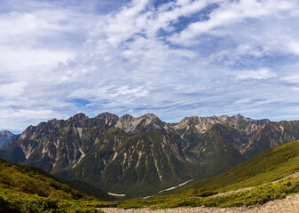 Obraz premium 蝶ヶ岳山頂から北アルプスの山々