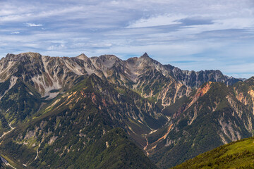 Fototapeta premium 蝶ヶ岳山頂から北アルプスの山々