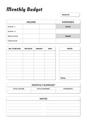 Business  Planner Templates Monthly Budget