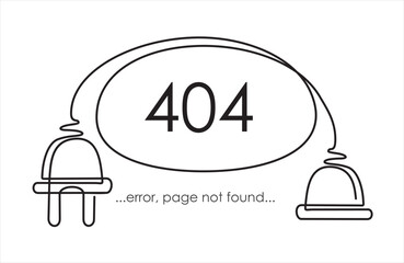 Fototapeta premium continuous One line drawing of Electrical outlet and plug unplugged. 404 error, page not found, connection error or time out. 