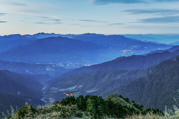 Landscape View Of The Holy Ridge And Nanhu Zhongyangjian Mountain With Amazing Sunriset On The Peak of Tao Mountaion, Wuling Quadruple Mountains Trail, Shei-Pa National Park, Taiwan