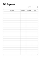Business  Planner Templates bill Payment